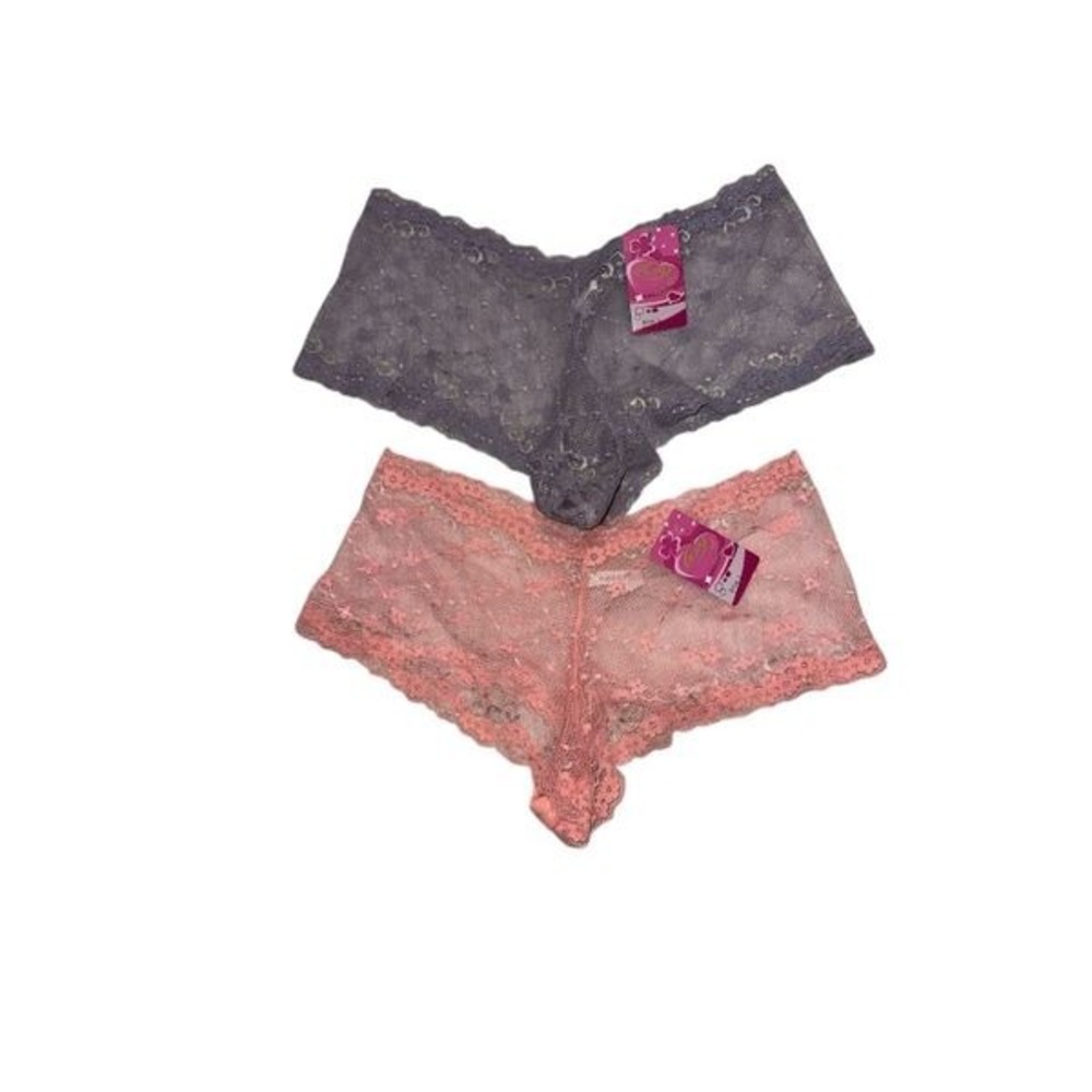 NEW WITH TAGS bundle of two Stretch Lace Boy Shorts Cheeky Trim Underwear Pantie